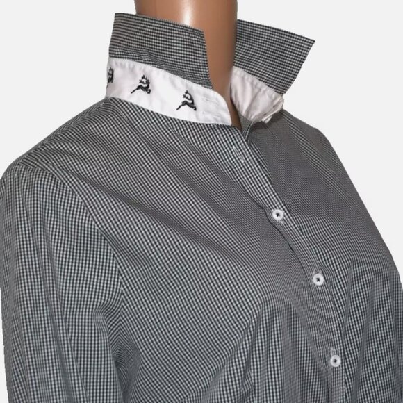 GORSUCH Gingham Green White Embroidered Long Sleeve Button Front Shirt Size 42 - Picture 1 of 12